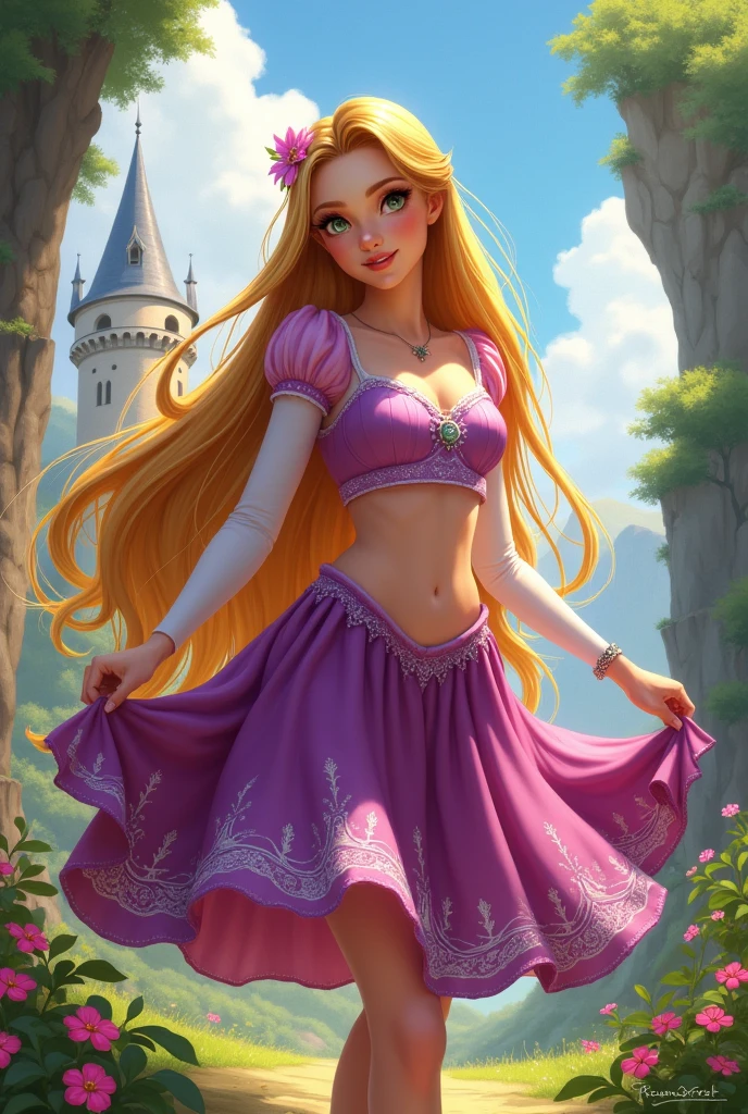 Create Rapunzel with a skirt and a crop top
