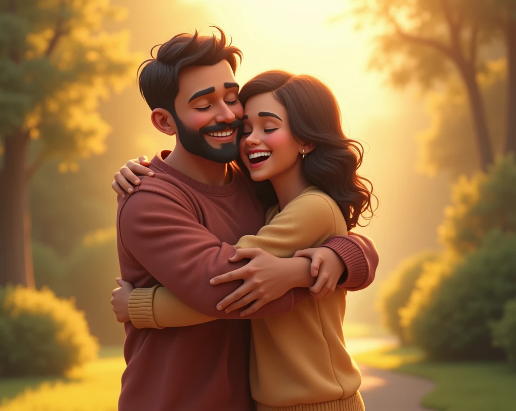Two people hug