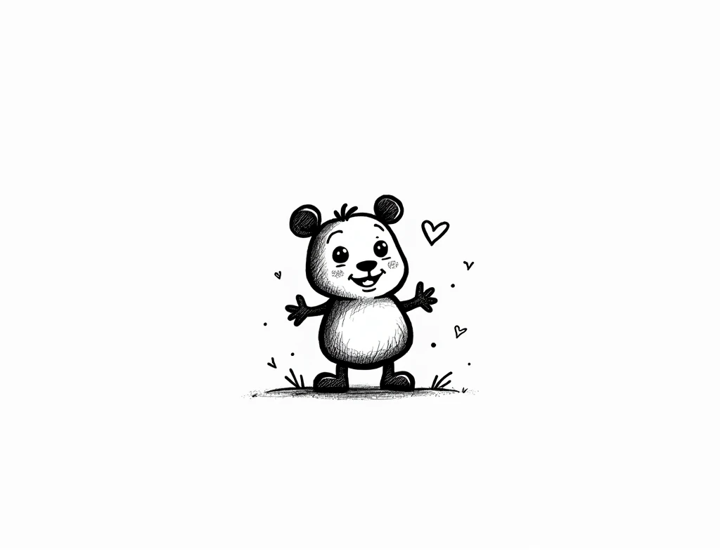Black and white doodle cartoon charactere