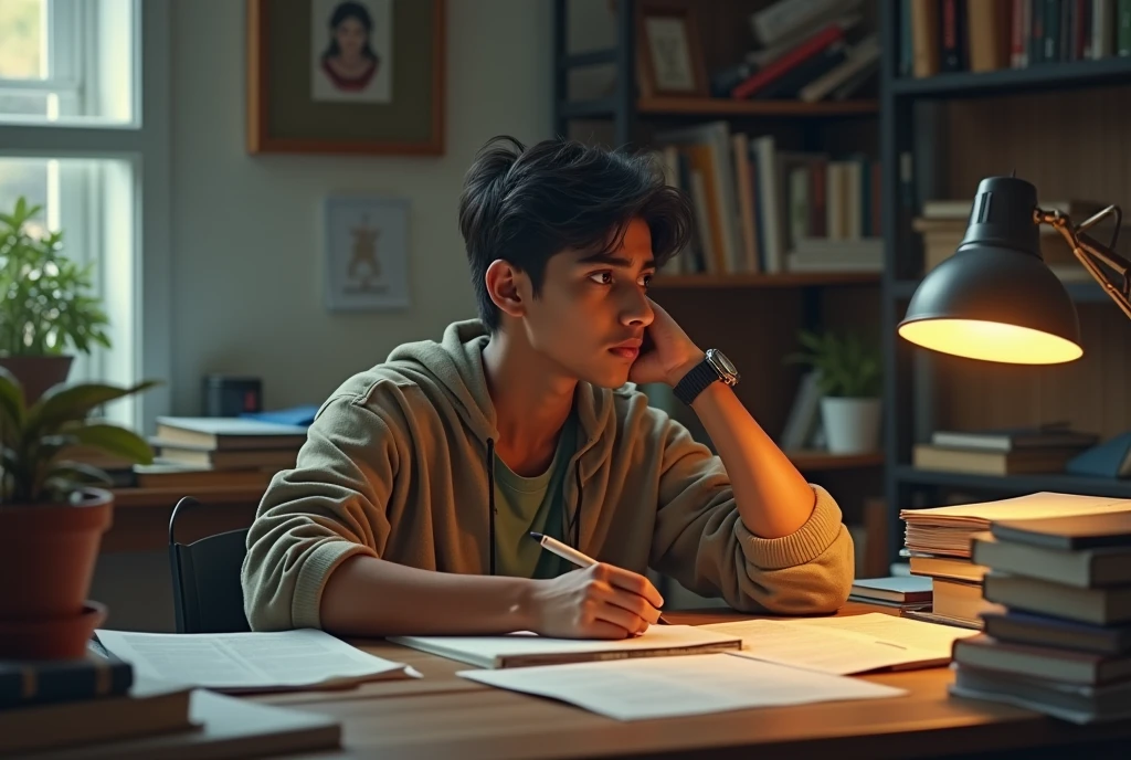 Indian collage student in deep thinking about career