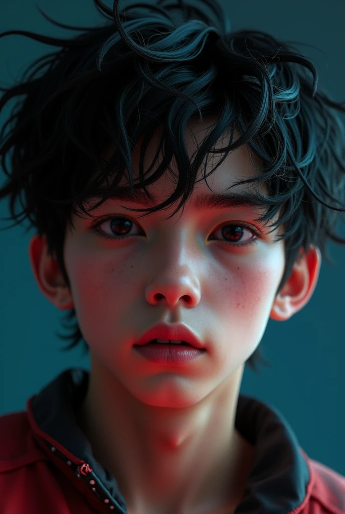 A young man with messy short black hair, hyperrealistic, absurd resolution, 8k, (masterpiece:1.4), hyper-detailed, photorealistic, studio lighting, cinematic lighting, chiaroscuro, dramatic shadows, sharp focus, physically-based rendering, vibrant colors, intricate details
