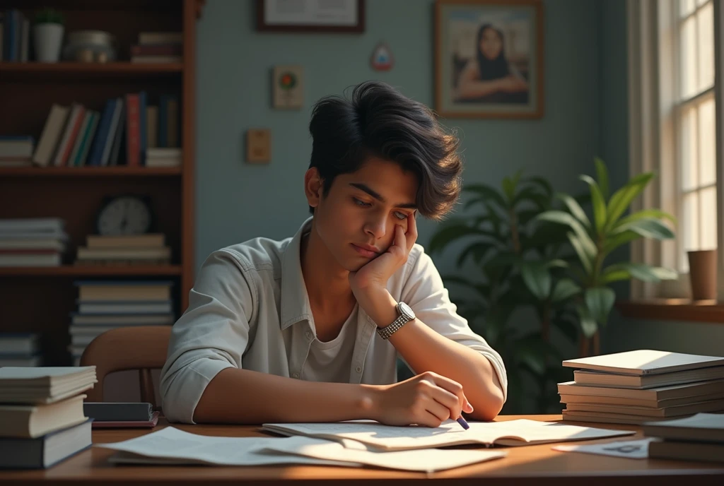 Indian collage student in deep thinking about career