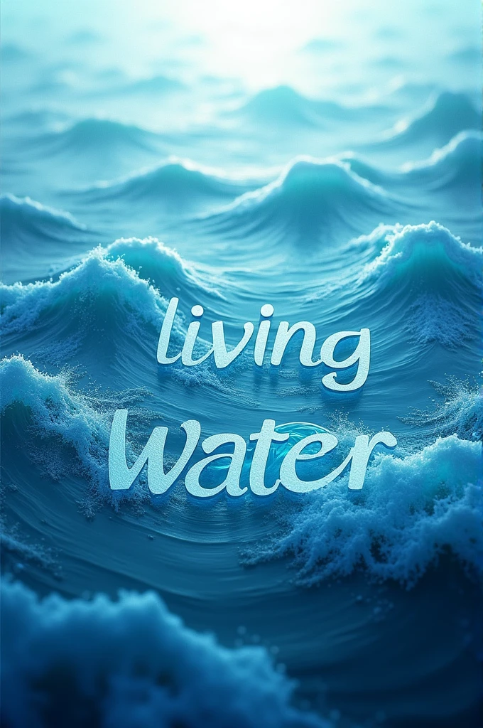 Make me a design of water or sea with the phrase "living water"