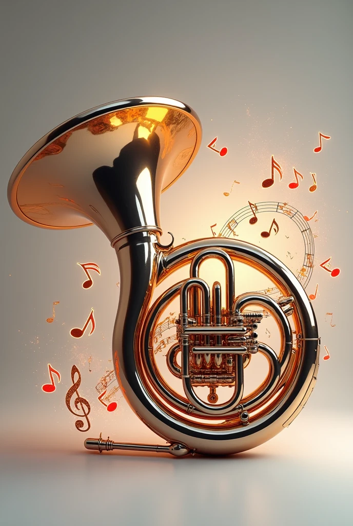 French horn with notes coming out