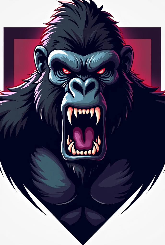 Angry black and purple gorilla in logo shape