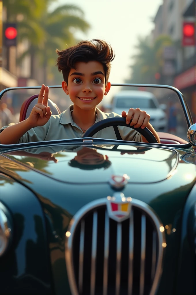 A boy driving a luxury car, in india
