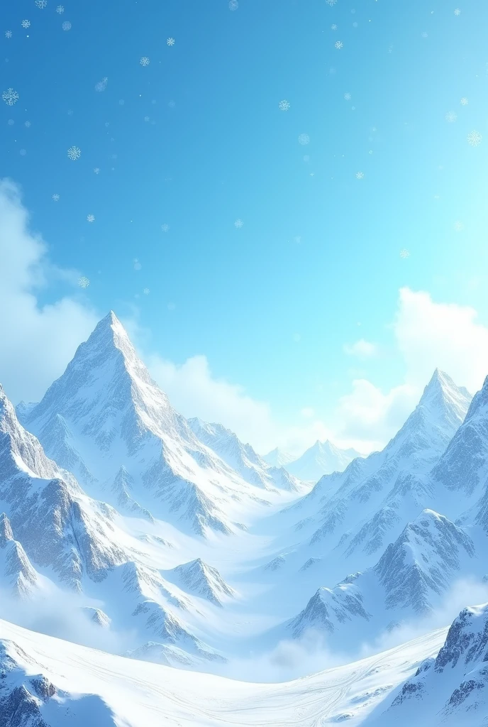 winter,Bright overall,Snow-white peaks,Adding details,Extremely high resolution,wallpaper,Landscape shots(Vision),snowflake,Snow Mountain,In the snow