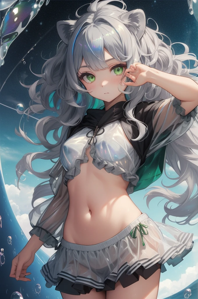 (Highest quality,masterpiece,Esoteric,Super Resolution),Bubble Tech,sf,transparent,Iridescent,See through,inflation,One person,,Gray Hair,Wavy Hair,開stomachた額,Green Eyes,瞳孔が狭stomach,Lion&#39;s Ears,white Lion&#39;s Ears,Lion&#39;s Tail,Tropical Garden,Flowers,,((((neon Purple Hair | Neon pink hair | Neon blue hair | Neon Aqua Hair | Purple Hair | Fuchsia colored hair | Fluorescent blue hair | Amethyst Hair | Neon Hair | 明るstomachピンクの髪 :1.5)))), ((((Made with paint、Defying Gravity,A thick current)))),((((Paint splashes:1.3,Shiny Hair: 1.3)))),(((transparent))),(((長stomach三つ編みの液体ペイント))),Glamorous Body,Plump thighs,Realistic Flesh,Backlight,Shiny Hair,is,Panties in full view,Plump thighs,Muscle streaks,Playing with fireballs,Glowing magic circle,stomach,balance,((Press against the glass,breast,1.5)),Oppression,おっぱstomach,Chest pressing,