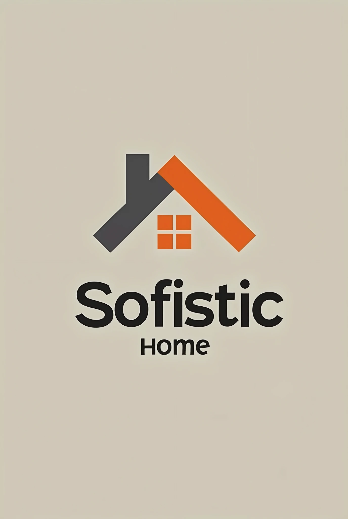 Create a simple logo with black colors, orange and gray with the name Sofistic home