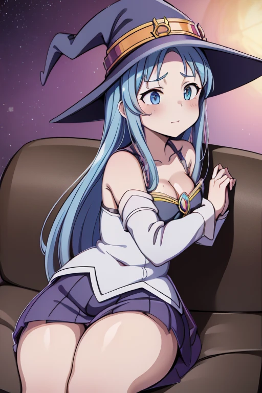A screenshot of a witch costume sitting on a cloud, Frivolous anime witch casting a spell, Witchcraft Witch Battle, Witch Academia, Sky Witch, witch girl, Spell Casting Pose, mechanized witch girl, Splash art anime , Bright Witch, Fantasy Game Spells, Epic magical girl characters, Classic witch, Cast epic spells pubic hair、Paisuu