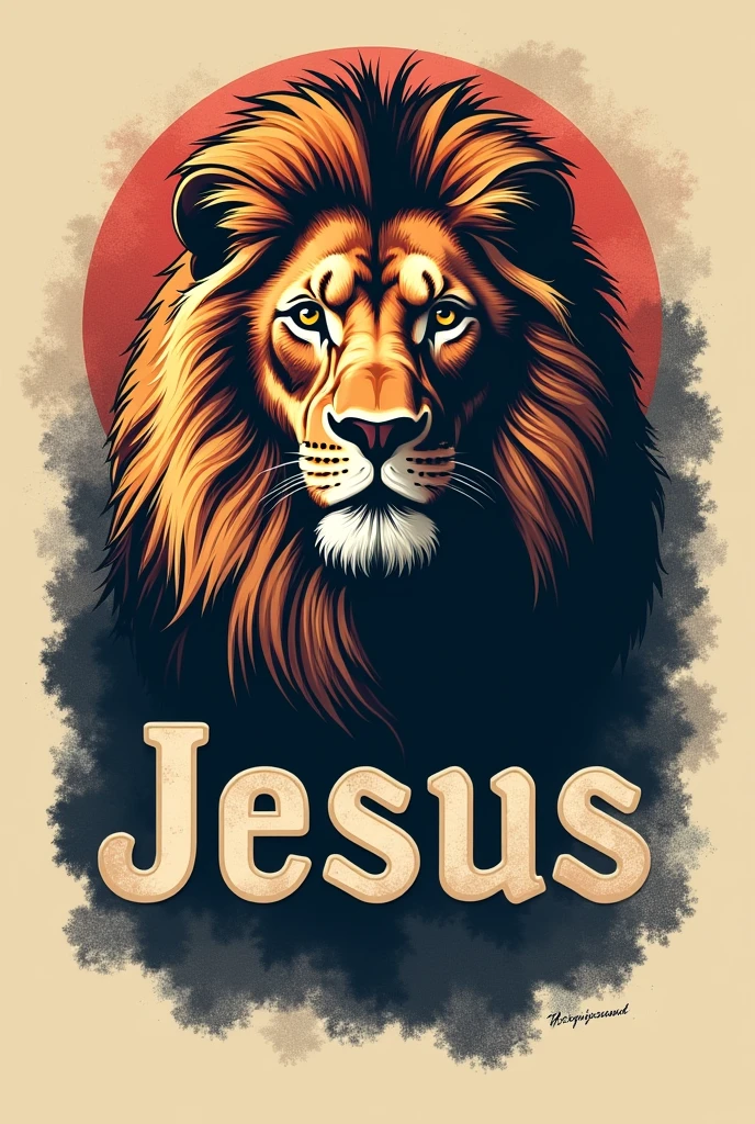 Shirt with a lion on the front that says Jesus