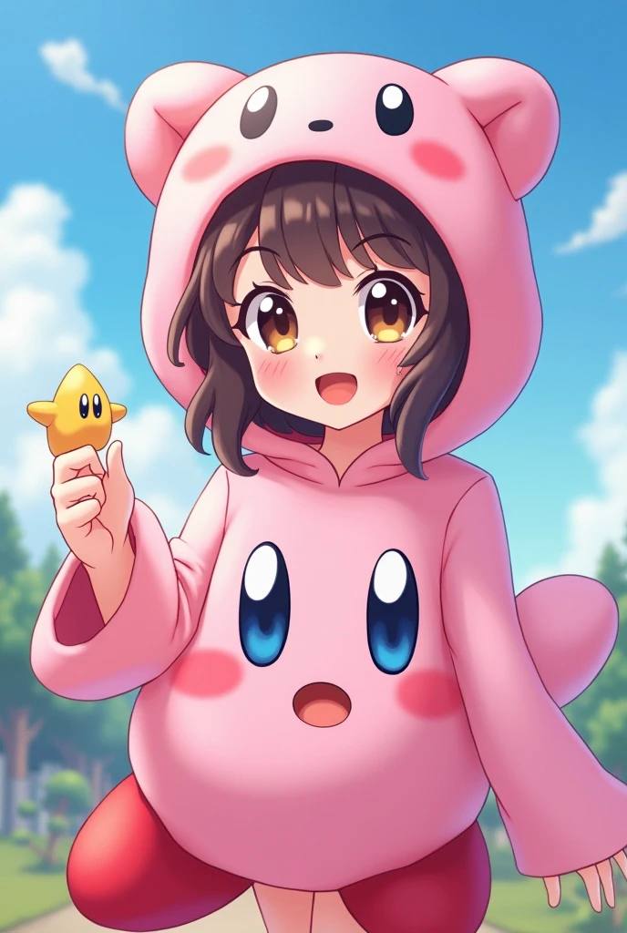 Anime girl in Kirby outfit