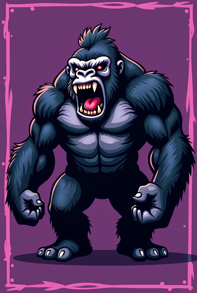Angry gorilla logo with purple borders