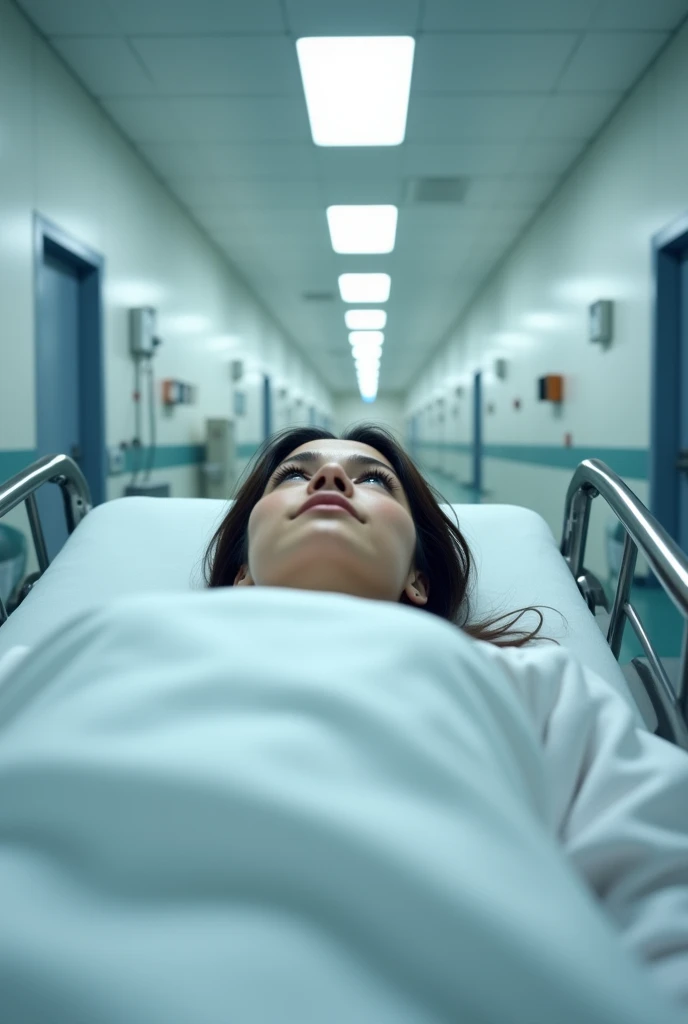 First person view of a hospital stretcher