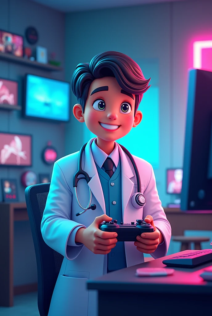 Please design a logo about doctors but with a gaming theme.