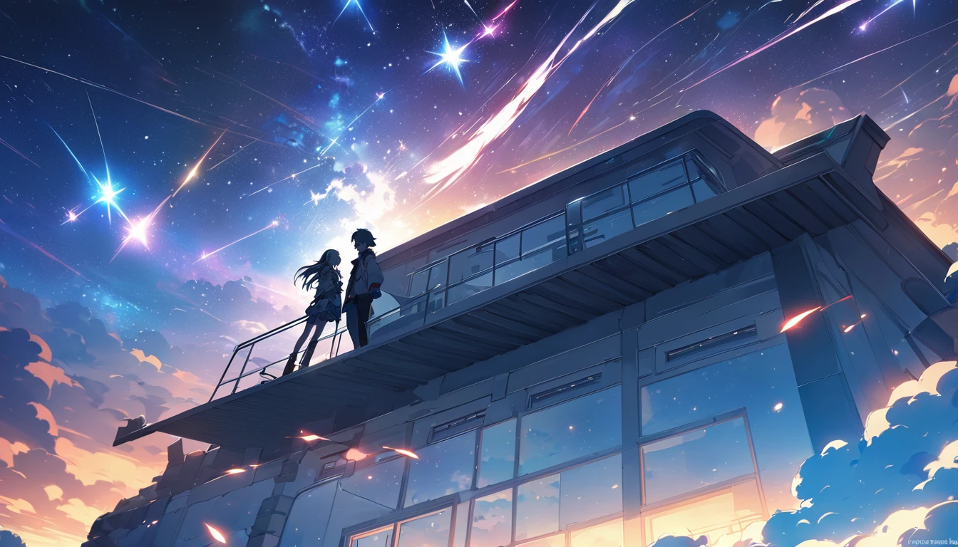 An anime character standing on a rooftop gazing at the stars, Anime Wallpaper 4k, Anime Wallpaper 4 k, 4k Anime Wallpaper, Anime Art Wallpapers 8K, anime art wallpaper 4k, anime art wallpaper 4k, Anime Style 4k, Makoto Shinkai Cyril Rolland, 4K Manga Wallpapers, Anime Wallpaper, Awesome Wallpapers, shooting star