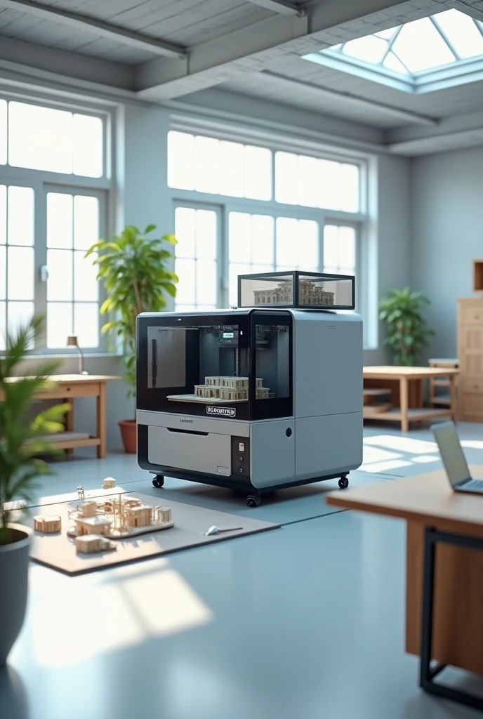 A 3D printing machine with furniture for architectural models