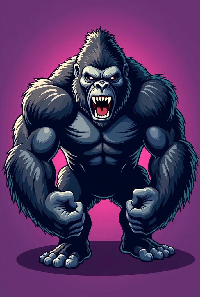 Angry gorilla logo with purple borders