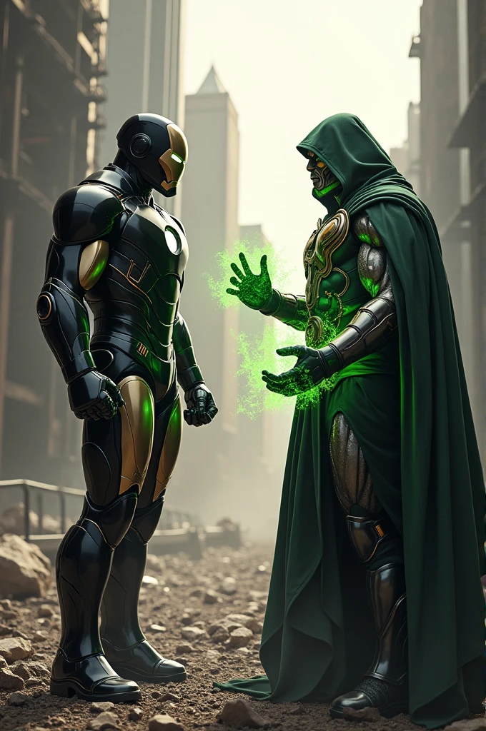 Black iron man with doctor doom fight seen image