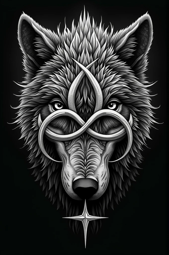 Design a tattoo of a Triskel and wolf eyes