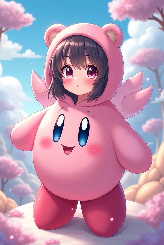 Anime teenage girl in Kirby outfit 