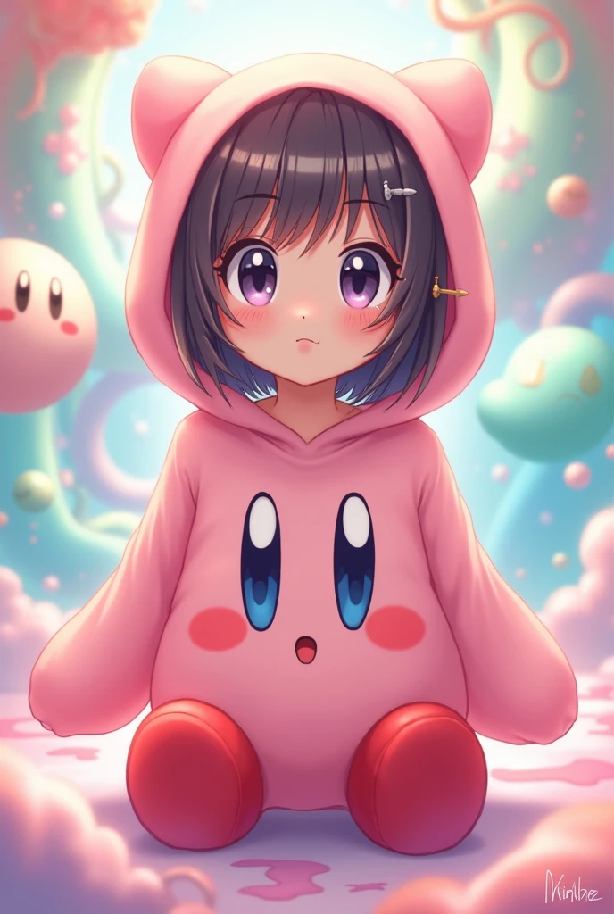 Anime girl in Kirby outfit