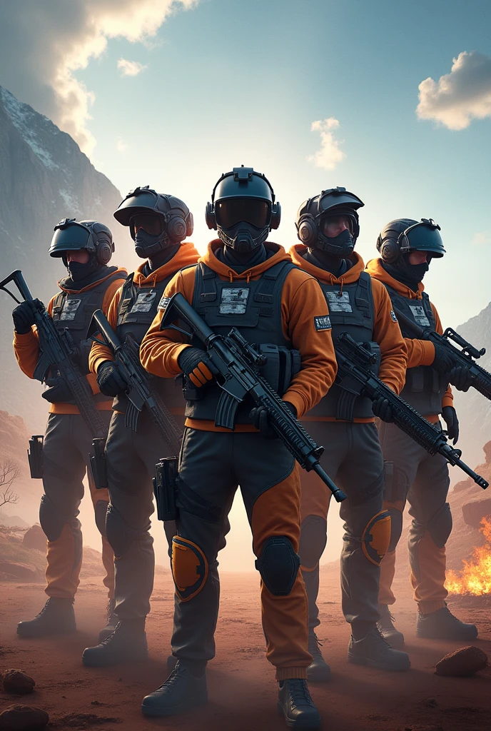 I&#39;m in a free fire championship, Team name is Elite Team, Create a photo