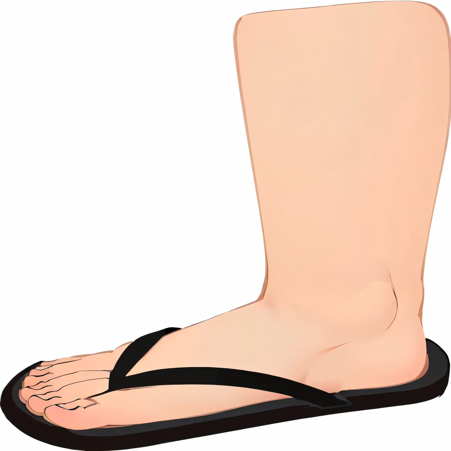 a cartoon picture of a person's foot with a pair of sandals, the forefoot to make a v gesture, high soles, her foot sticking out, cell shaded adult animation, detailed shot legs-up, shows a leg, detailed legs towering over you, side-view, distant full body view, side - view, full body close-up shot
