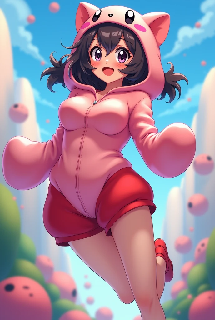 Anime adult girl in Kirby suit