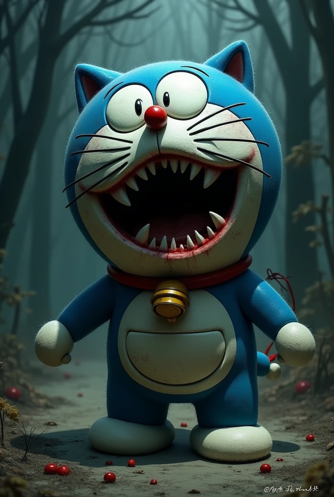 (ultra detailed), Doraemon、(Tattoo:1.5)、Evil Face