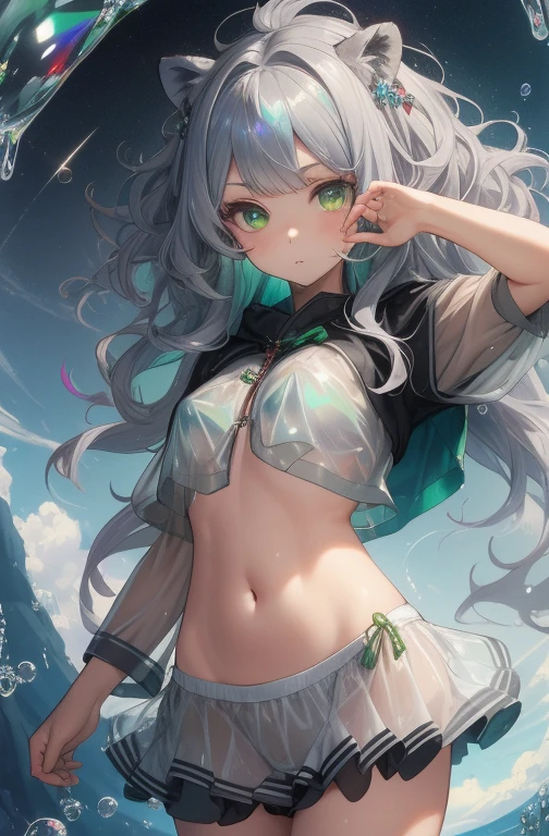 (Highest quality,masterpiece,Esoteric,Super Resolution),Bubble Tech,sf,transparent,Iridescent,See through,inflation,One person,,Gray Hair,Wavy Hair,開stomachた額,Green Eyes,瞳孔が狭stomach,Lion&#39;s Ears,white Lion&#39;s Ears,Lion&#39;s Tail,Tropical Garden,Flowers,,((((neon Purple Hair | Neon pink hair | Neon blue hair | Neon Aqua Hair | Purple Hair | Fuchsia colored hair | Fluorescent blue hair | Amethyst Hair | Neon Hair | 明るstomachピンクの髪 :1.5)))), ((((Made with paint、Defying Gravity,A thick current)))),((((Paint splashes:1.3,Shiny Hair: 1.3)))),(((transparent))),(((長stomach三つ編みの液体ペイント))),Glamorous Body,Plump thighs,Realistic Flesh,Backlight,Shiny Hair,is,Panties in full view,Plump thighs,Muscle streaks,Playing with fireballs,Glowing magic circle,stomach,balance,((Press against the glass,breast,1.5)),Oppression,おっぱstomach,Chest pressing,