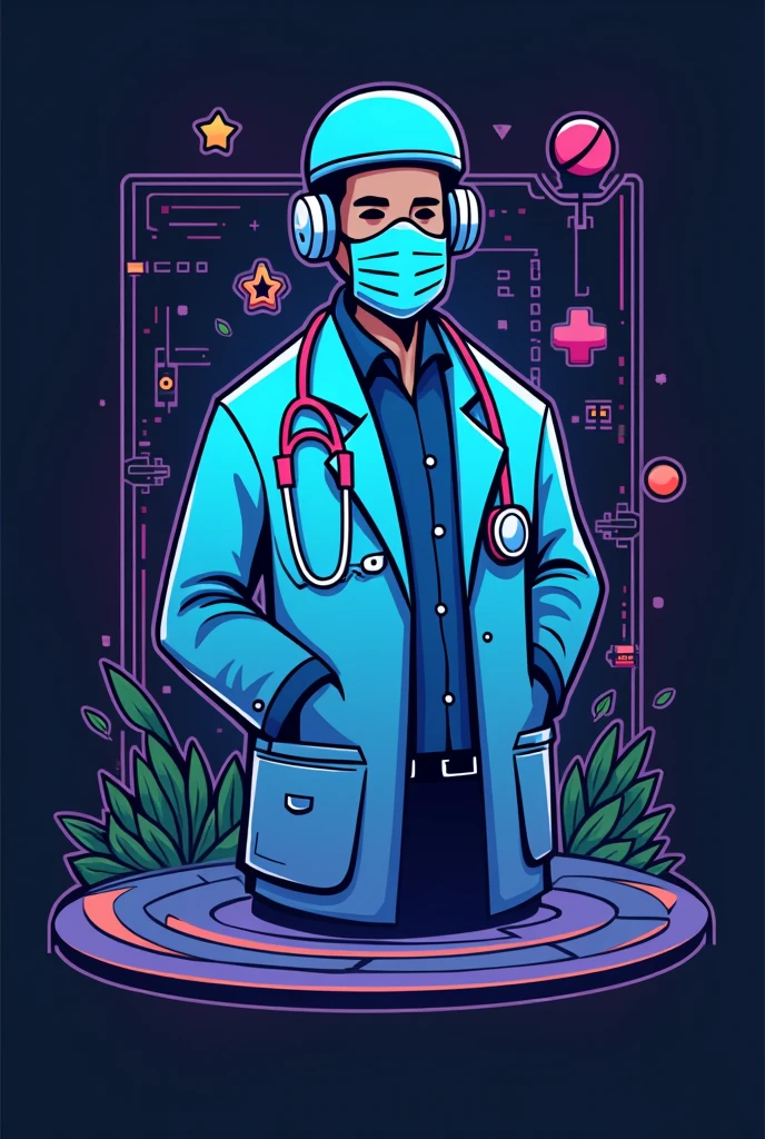 Profile logo with a doctor but with a game theme, not people, made into a PNG.