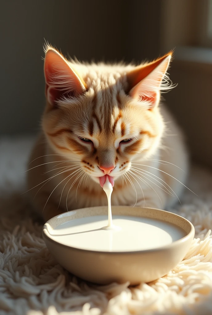 Pussy with milk and the mouth