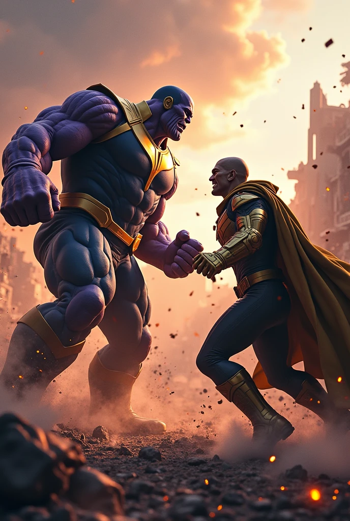Thanos and doctor doom fight seen one funch Thanos distroy