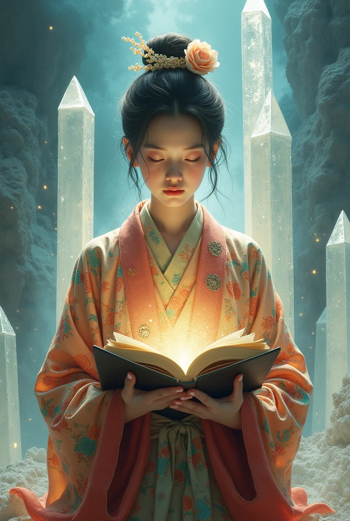 Book　many　crystal　Child　Guardian deity　kimono　woman