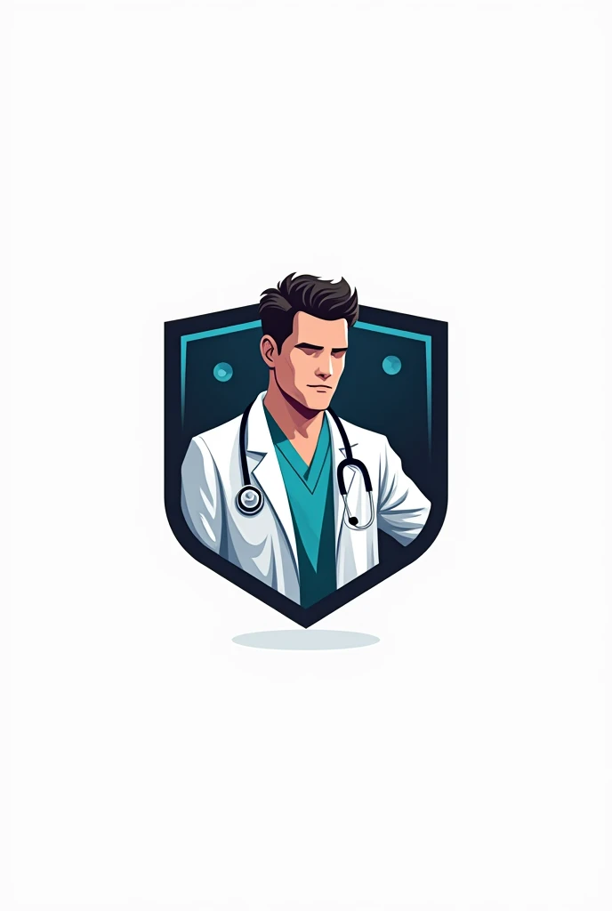 Profile logo with a doctor but with a gaming theme, not people, white background.