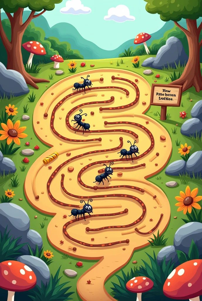 Ant maze, hard find the way puzzle for kindergarten, cartoon
