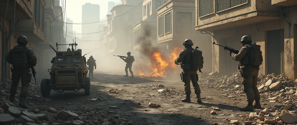 2024; (masterpiece, best quality) destroyed city (Lima)army attacking a city