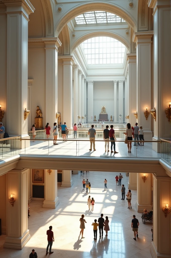 mezzanine between two floors of a museum