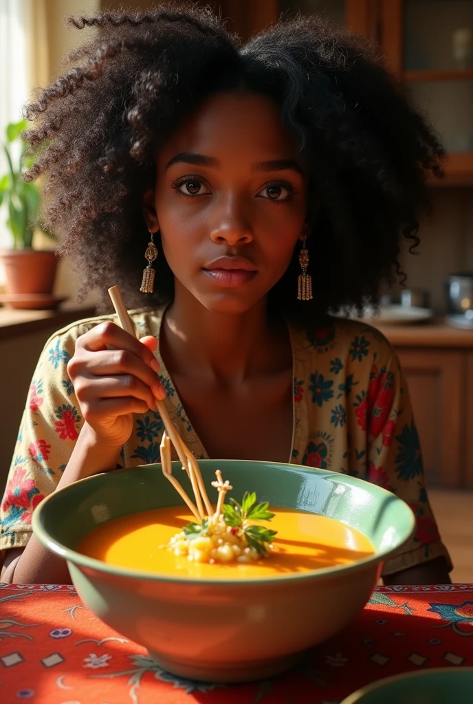 Nigga girl in uzbekistan and she drink potato soup with solominki