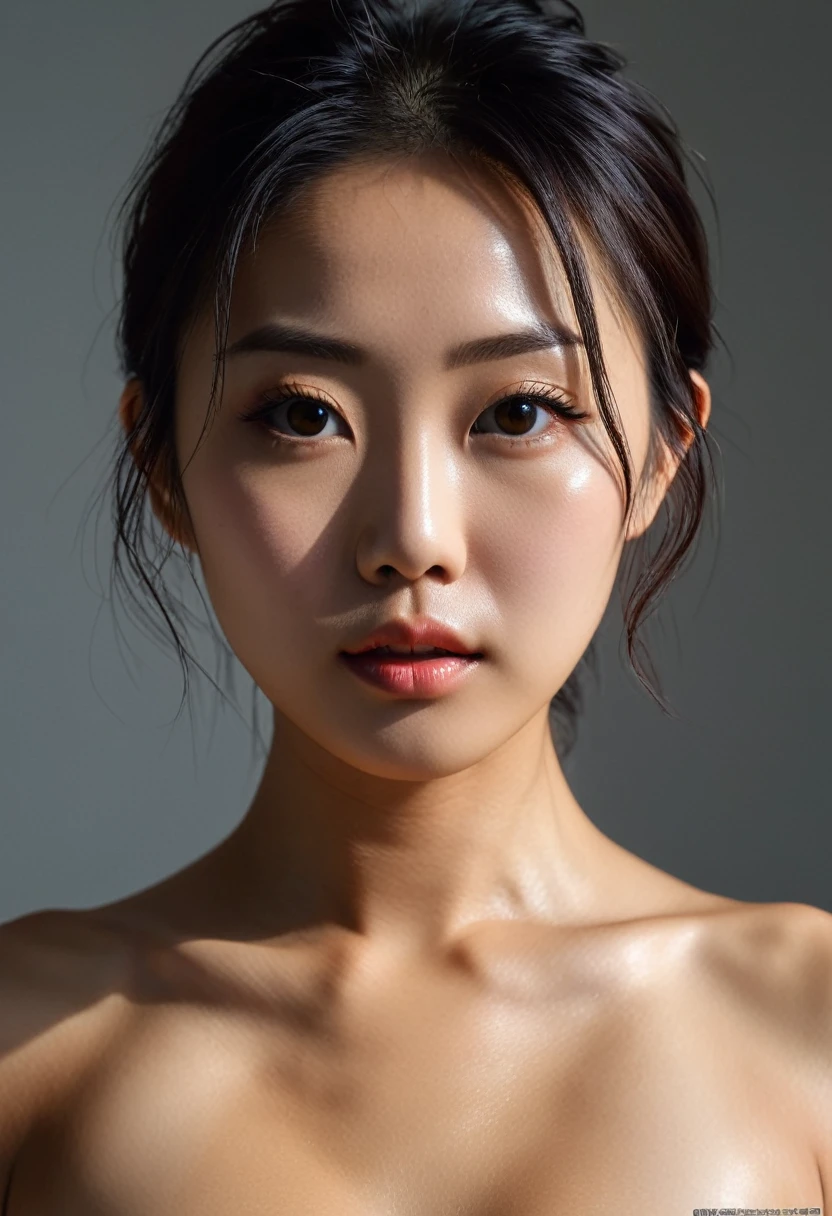 (masterpiece:1.35),(Highest quality:1.4),8k,Very detailed,photograph,(Ultra-realistic:1.4),Film Grain,Fujifilm XT3,One slim woman, Very beautiful and detailed face, Best Shadow, naked, Japanese women、Sexually excited face、Beautiful Skin、Nipples、Watery eye、Head close-up、Symmetrical face、舌を口の端から少しPush out.、Please open your mouth wide、Push out&#39;nose、Brush your hair up、Watery eye、Blondes and brunettes、Two people, one Japanese and one Western