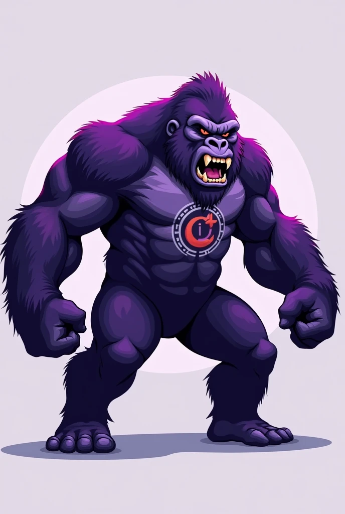 Angry gorilla purple circular logo

