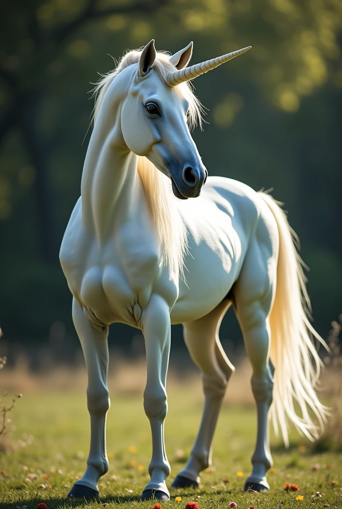 the unicorn is very visible, all parts clearly visible
