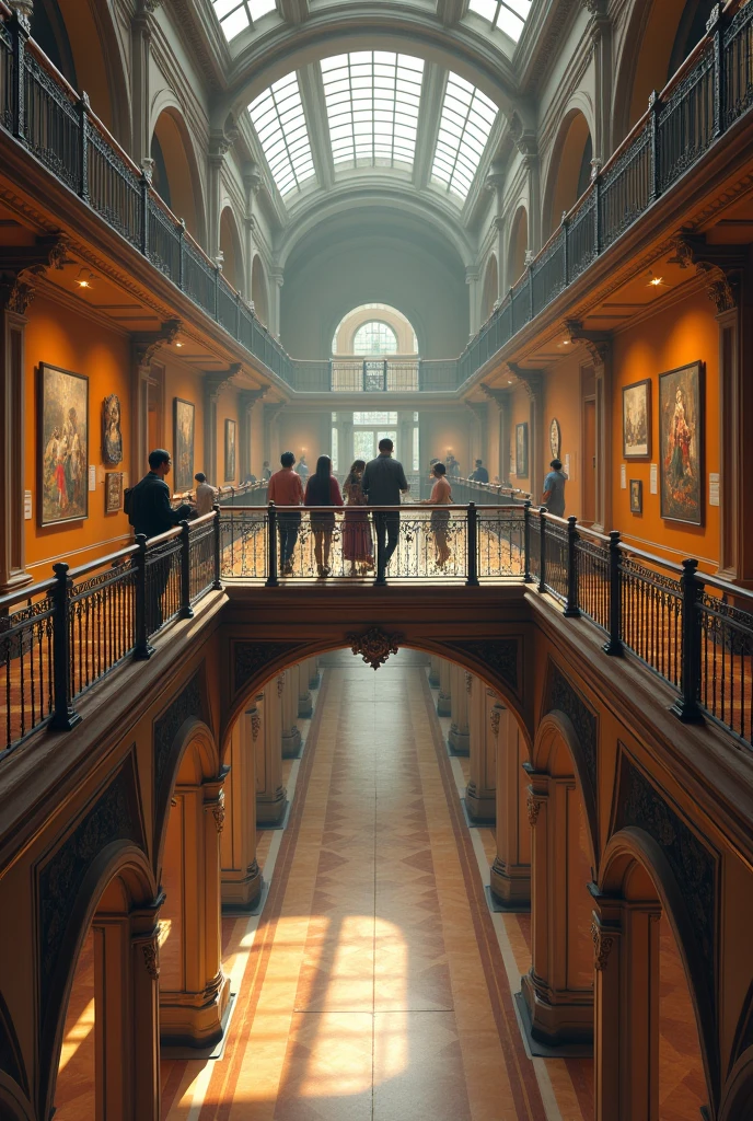 mezzanine between a floor of a museum 