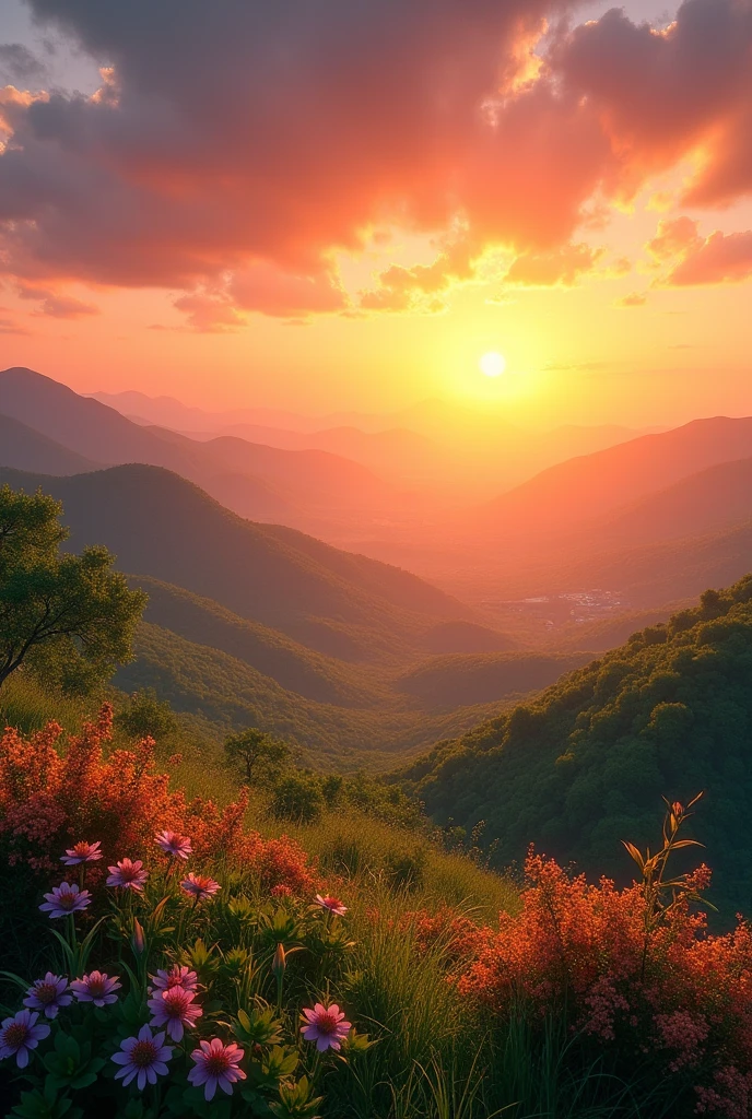 Real sunset landscape