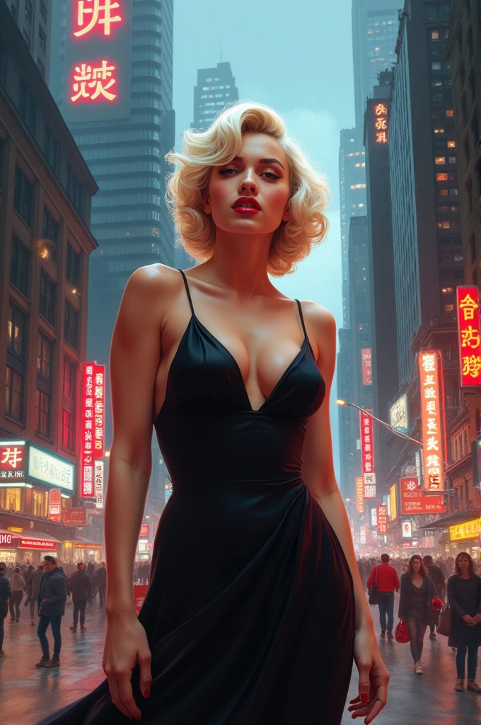 Image of Marilyn Monroe in a big city  