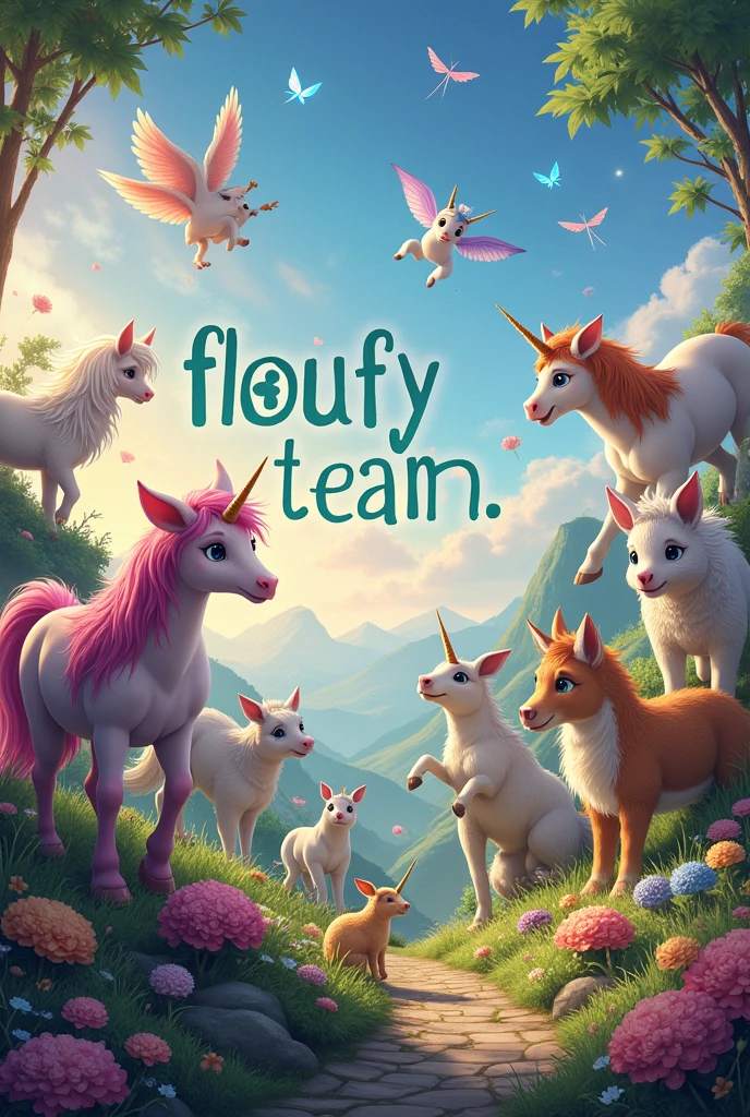 Plein d’animeaux magique avec écrit floufyteam en plein milieux