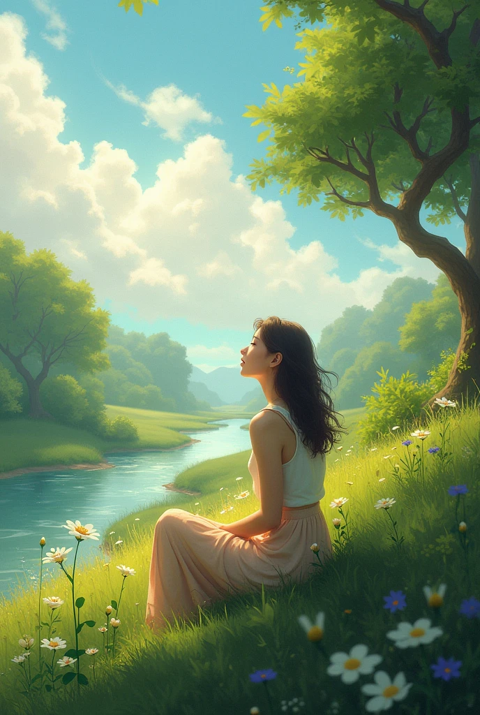 a woman enjoying nature
