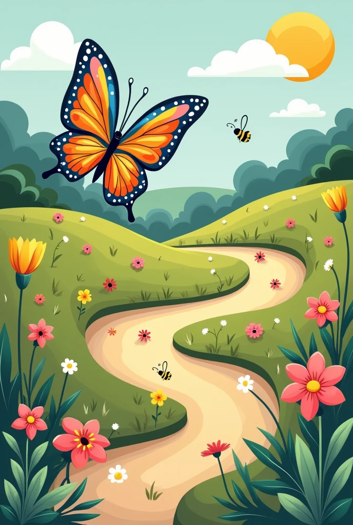 find the way puzzle for kindergarten, butterfly