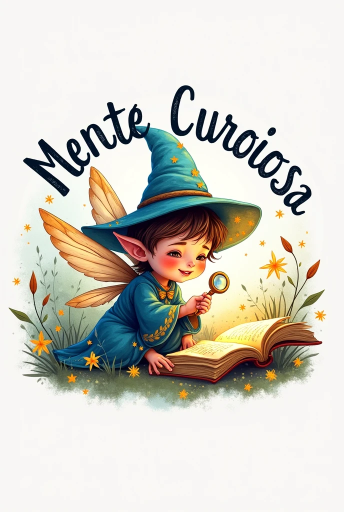 Design a hand-drawn logo for a TikTok profile named "Mente Curiosa." The logo should have a charming and playful illustrated style, capturing the essence of curiosity and magic in a visually appealing way.

Logo Design: The logo should feature a fantasy character, such as a fairy, wizard, or gnome, drawn in a detailed and expressive manner. The character should be interacting with elements that symbolize curiosity and discovery, such as a magnifying glass, a sparkling star, or a magical book. The drawing style should be enchanting and detailed, with smooth lines and elements that convey a sense of joy and mystery.

Additional Elements: Include additional icons or symbols that complement the theme, like small sparkles around the character, stars, or a magical aura. These elements should be integrated seamlessly with the main character to create a harmonious visual.

Color Scheme: Use a vibrant and cheerful color palette that conveys a sense of magic and wonder. Colors like light blue, mint green, pastel pink, and bright yellow are ideal. Using soft shadows and gradients can add depth and visual interest.

Text and Font: Incorporate the name "Mente Curiosa" into the design, either hand-drawn or in a font that matches the drawing style. The text should be creatively integrated with the character and additional elements, perhaps forming an arc or a banner around the logo.

Format: The logo should be designed in high resolution and adaptable to different sizes and platforms, ensuring that details remain clear and visible both in large and small formats.

Size: 1024x1024 pixels (to ensure good resolution and versatility across different formats).

